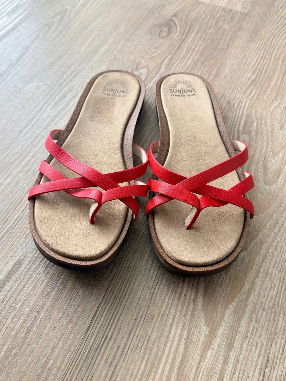 Red Strappy Toe-Loop Sandals for Women